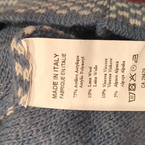 Cherishh Blue and White Wool and Alpaca Button Close Made in Italy Sweater - Picture 8 of 10